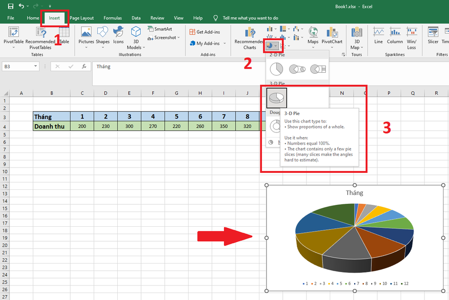 Cách vẽ biểu đồ tròn trong Excel đơn giản nhất