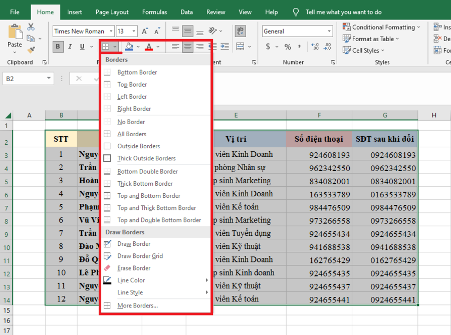 Hướng dẫn tạo và định dạng bảng biểu trong Excel